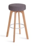 Centro Breakout Seating high stool with oak fame and foot ring, upholstered seat GTR2
