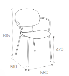 Tubes Diner Chair & High Stool Dimensions (with arms)