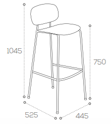 Tubes Diner Chair & High Stool Dimensions - Bar Stool
