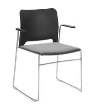 Xpresso Curve Meeting Chair with black arms, upholstered seat and polypropylene back, black or chrome wire frame MXPS-CURVARMS