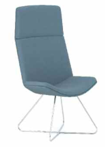Spirit Lounge Chair high back upholstered chair with silver, chrome or black wire base SL24P