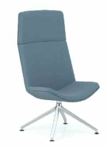 Spirit Lounge Chair high back upholstered chair with polished aluminium 4 star swivel base and glides SL22C
