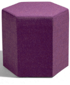 Lily Breakout Stool fully upholstered hexagonal stool with glides, wooden feet or castors LILYHEX500