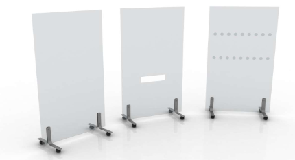 Safeguard Mobile Screens - Frameless Screen - non linking 10mm thick clear acrylic or 8mm clear glass on castors