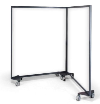 Safeguard Mobile Screens - Motus Screen, linkable with white or silver frames and castors
