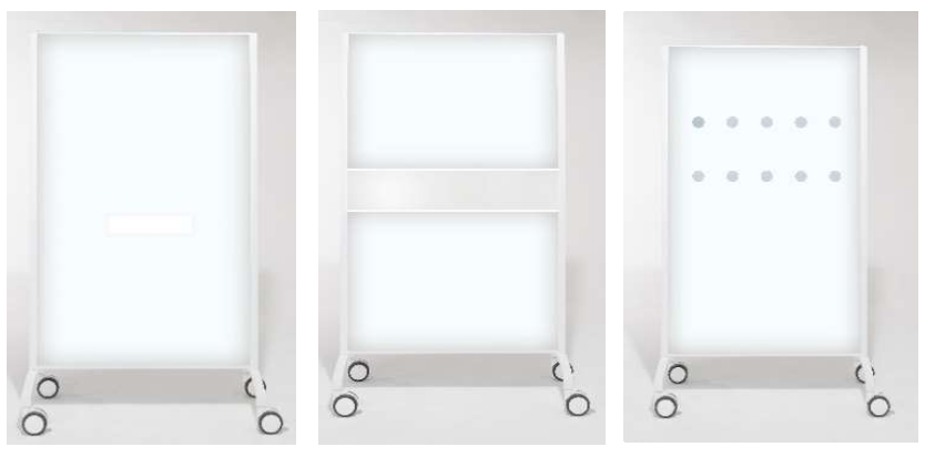 Safeguard Mobile Screens - View Screen, non linking with white or silver frames and castors