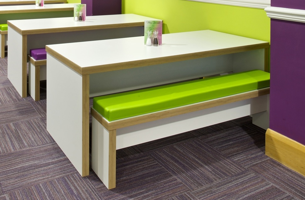 Block Breakout Benches with optional upholstered seat pads
