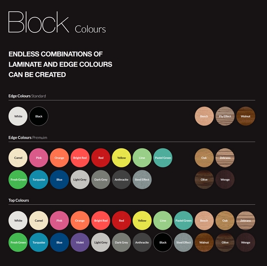 Block Power Bench Laminate Colours
