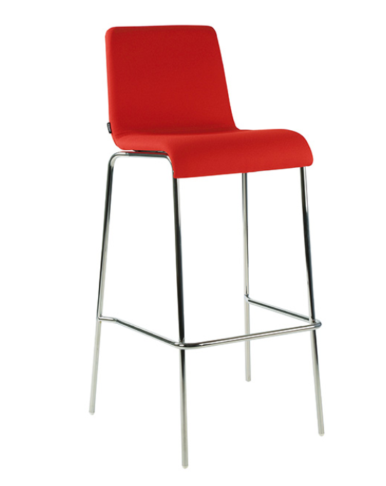 Zero Upholstered Breakout Stool in red fabric