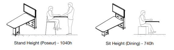 iMedia Table - Standing Height And Sit Height