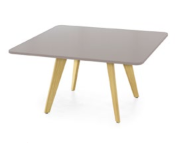 Radiused Square Table 740mm high Tapered Oak Legs