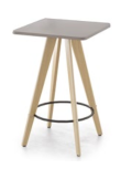 Radiused Square Poseur Table 1100mm high Tapered Oak Legs