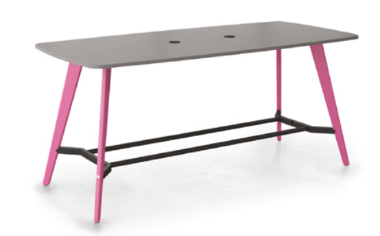 Evolve Colours Breakout Tables 8 seater boat shaped poseur table with tapered legs CLPS2411F-P