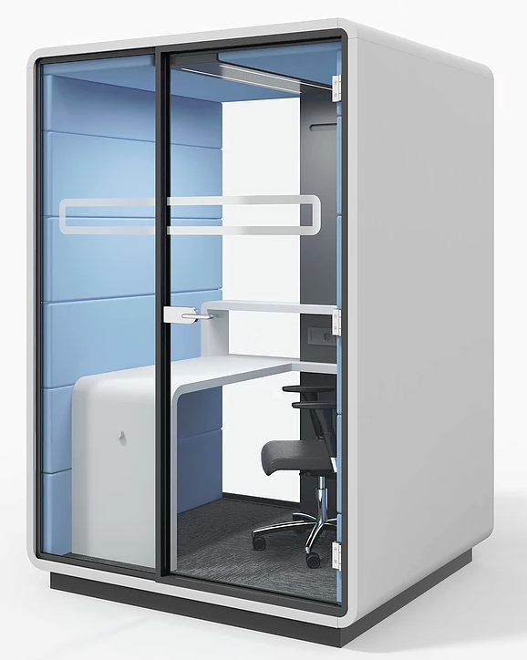 Acoustic Work Pod single person work booth shown with white exterior