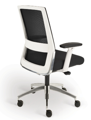Nero Mesh Back Task Chair with seat slide, white frame, polished aluminium base, 3D height adjustable arms TE33335W