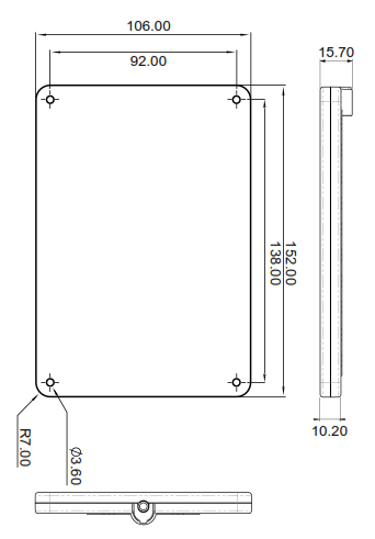 arc-H LD Sub-Surface Wireless Charger Dimensions