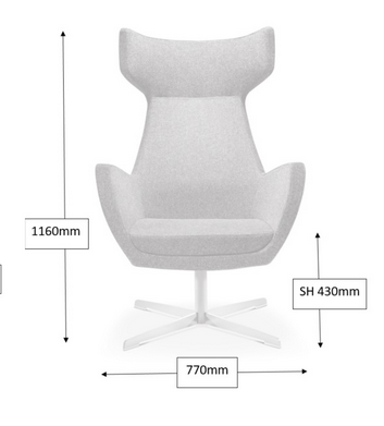 V7592 Lounge Arm Chair With Swivel Base - Dimensions