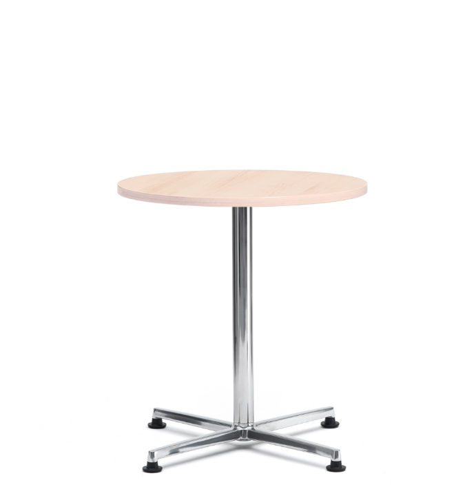 Benny Table BN1/MP/C Meeting Table, 600mm Round Top, 4 Star Base - Polished Aluminium, Black or Chrome, Top in a choice of finishes