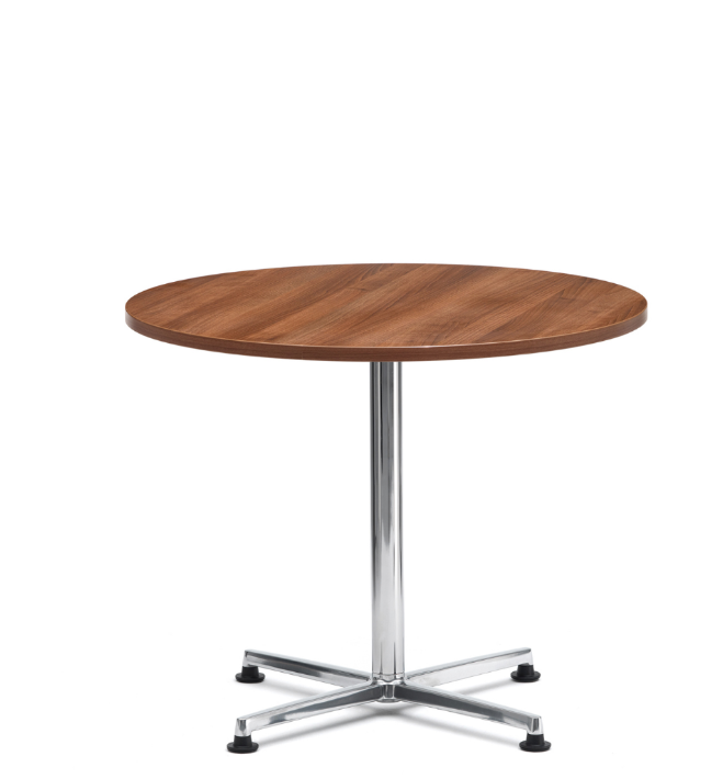 Benny Table BN2/WL/C Meeting Table, 800mm Round Top, 4 Star Base - Polished Aluminium, Black or Chrome, Top in a choice of finishes