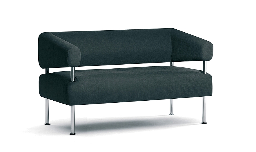 Koko Soft Seating KK06 two seat sofa with elevated back, arms and chrome 4 leg frame