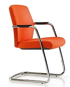Tas Visitor Chair TS24B - upholstered seat and back, self arms and stacking cantilever frame