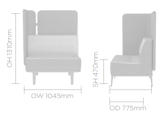 Single Seat Sofa - Rear & LH Corner Rear & RH Corner