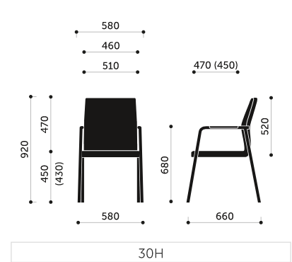 Acos Pro Meeting Chair Dimensions 30H
