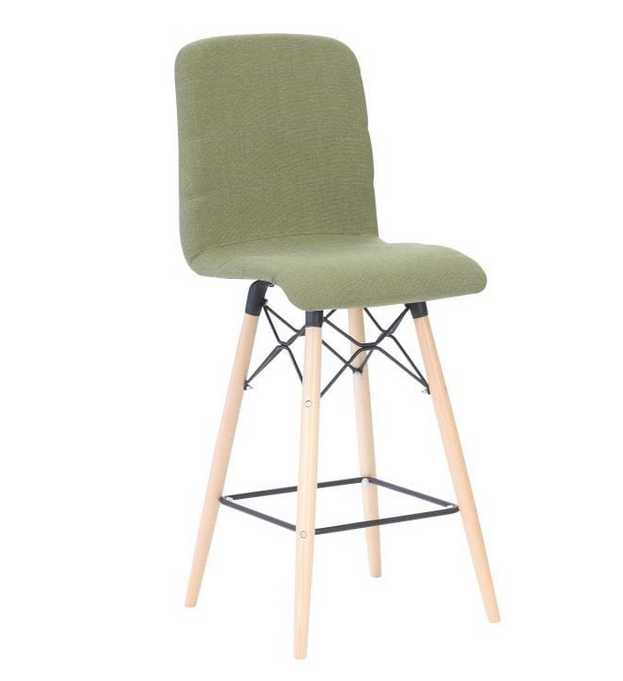 Ultra Poseur Stool UT23W-H high back stool with upholstered seat and 4 leg wood frame