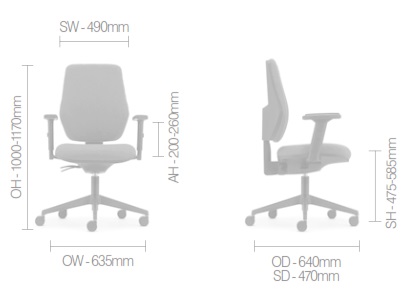 Meteor Task Chair Dimensions