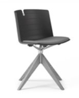 Mork Multifunctional Chair with a solid ash pyramid base and upholstered seat pad MK71