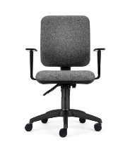 Pluto Task Chair medium back with standard mechanism, fixed arms, black 5 star base on castors PT30A