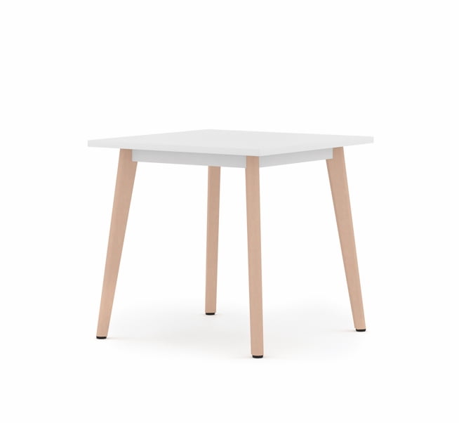 2Gether Tables square dining height with white top and light oak legs