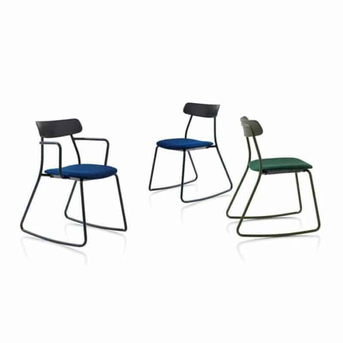 Acorn Cafe Meeting Chair - Group Of Three With Rocking Bases