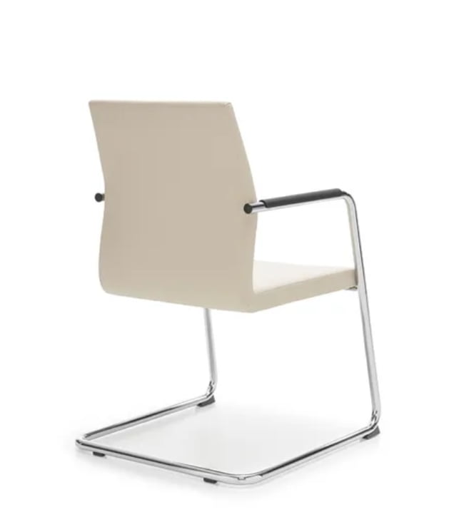 Acos Pro Meeting Chair rear view of chair with cantilver frame with white seat and back