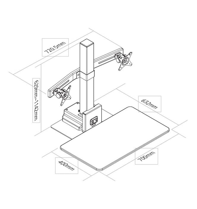 Active Electric Sit Stand Workstation dimensions