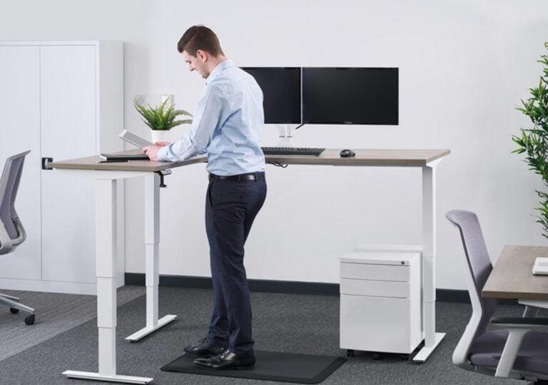 Advance Sit Stand Corner Desk Easy Adjustment & Larger Top