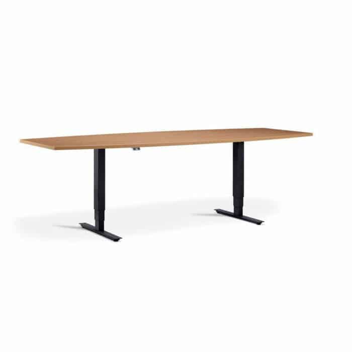 Advance Sit Stand Meeting Table - Barrel Shape - Beech And Black