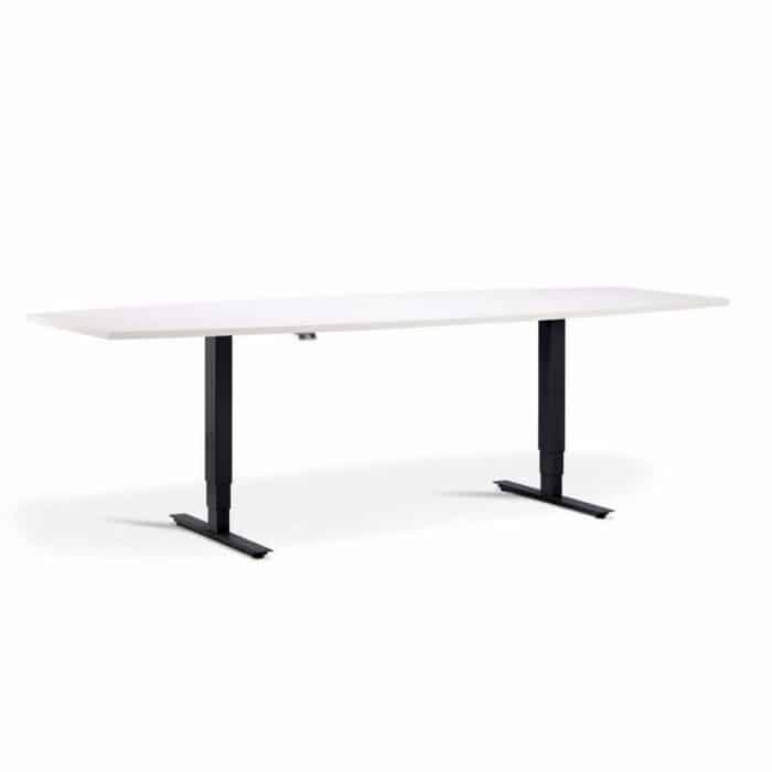 Advance Sit Stand Meeting Table - Barrel Shape - White And Black