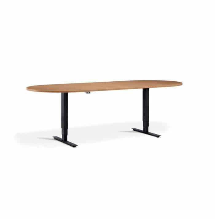 Advance Sit Stand Meeting Table - D End - Beech And Black
