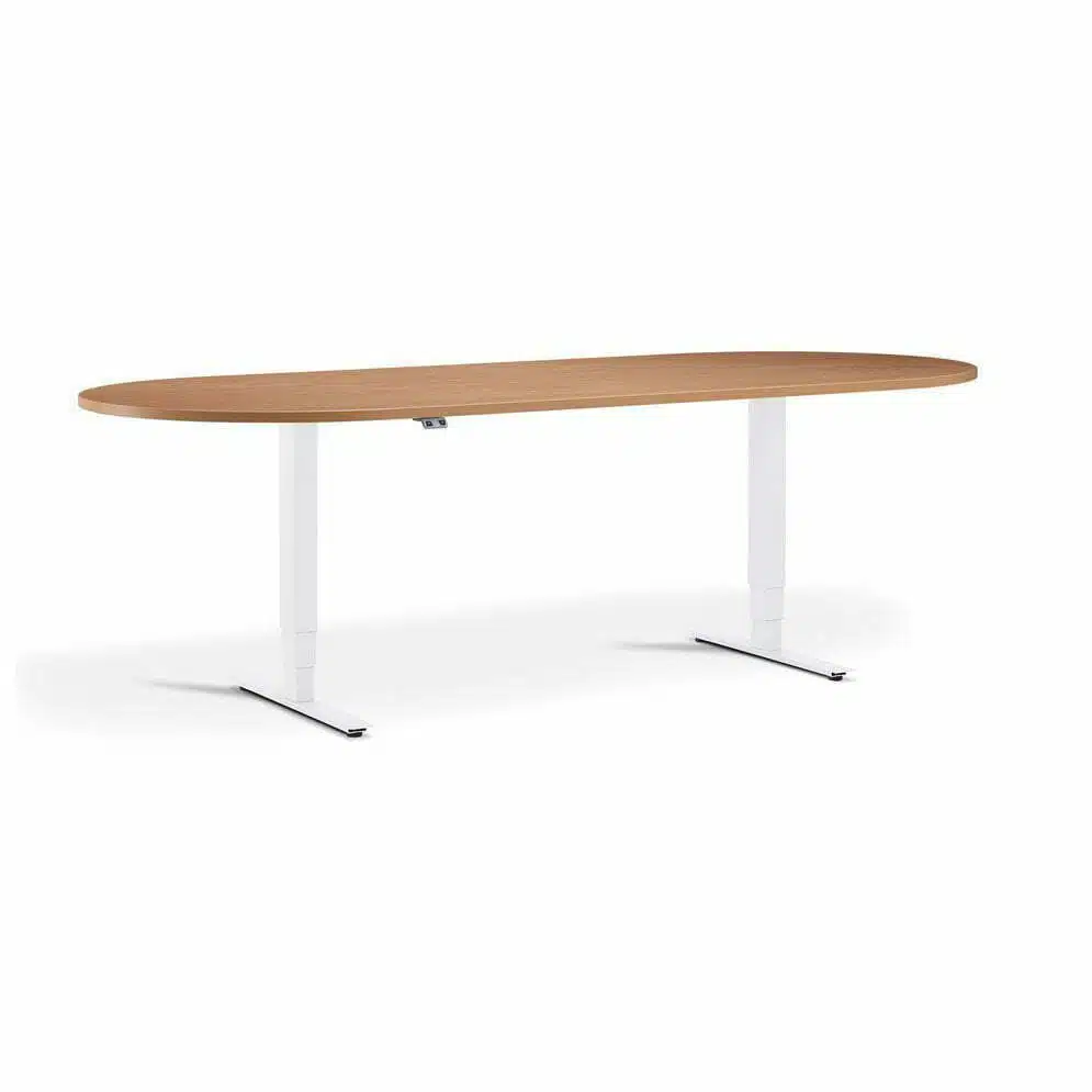 Advance Sit Stand Meeting Table - D End - Beech And White