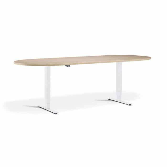 Advance Sit Stand Meeting Table - D End - Oak And White