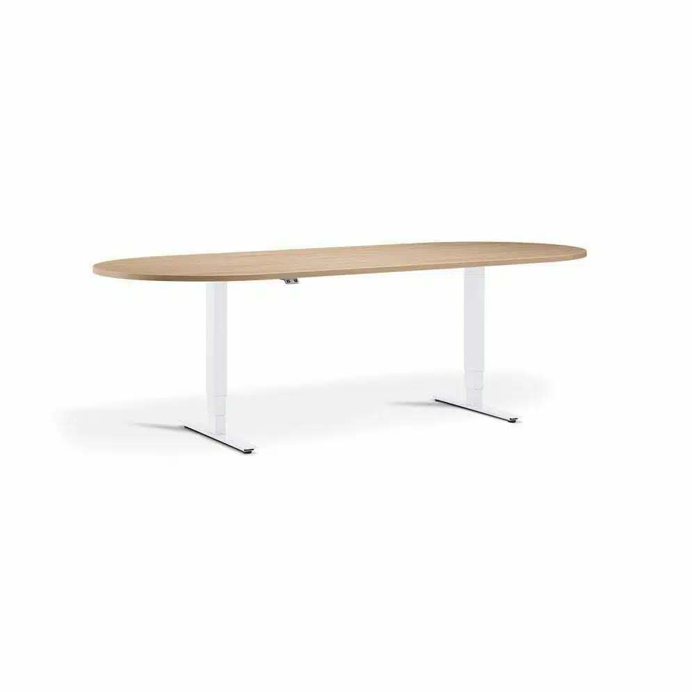 Advance Sit Stand Meeting Table - D End - Maple And White