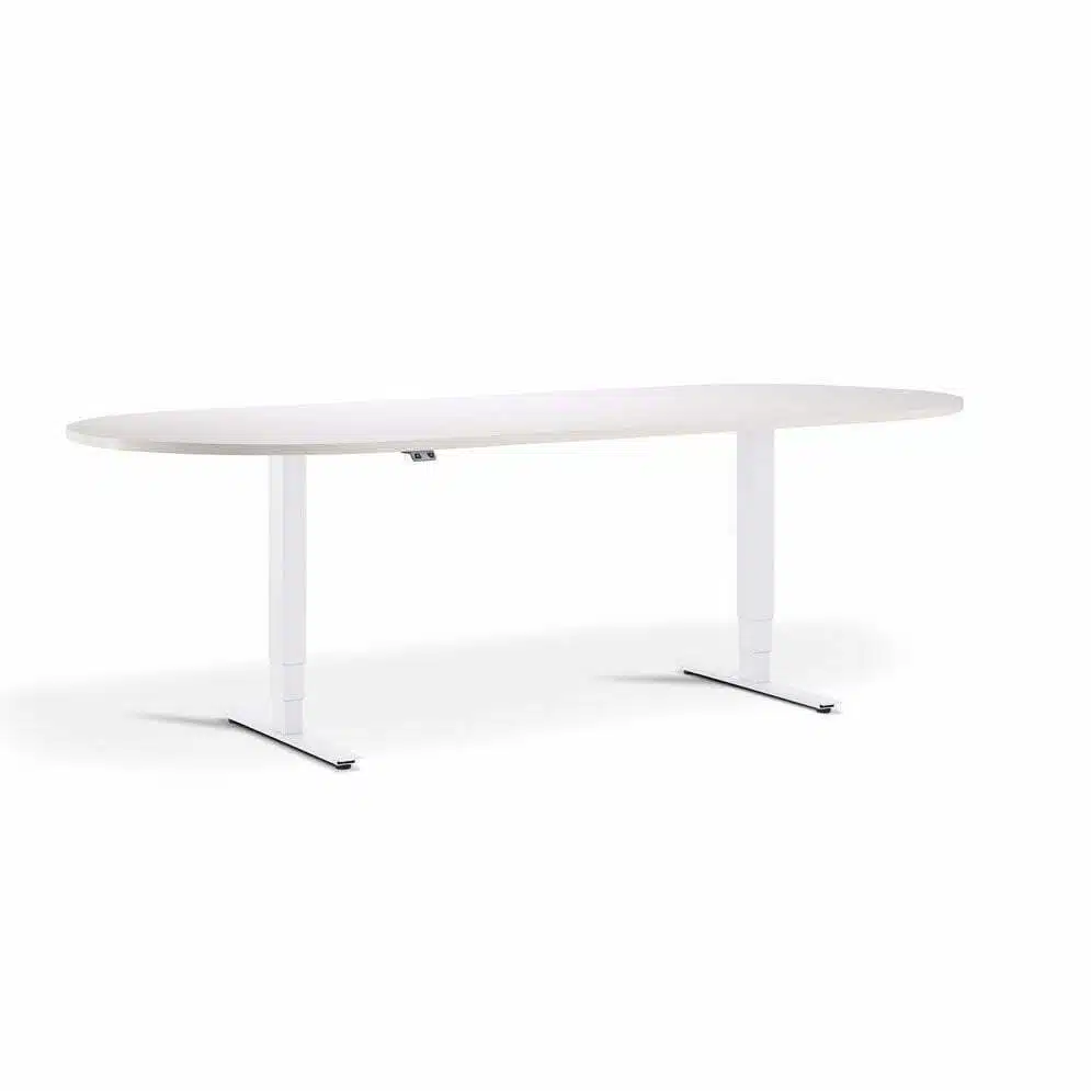 Advance Sit Stand Meeting Table - D End - All White
