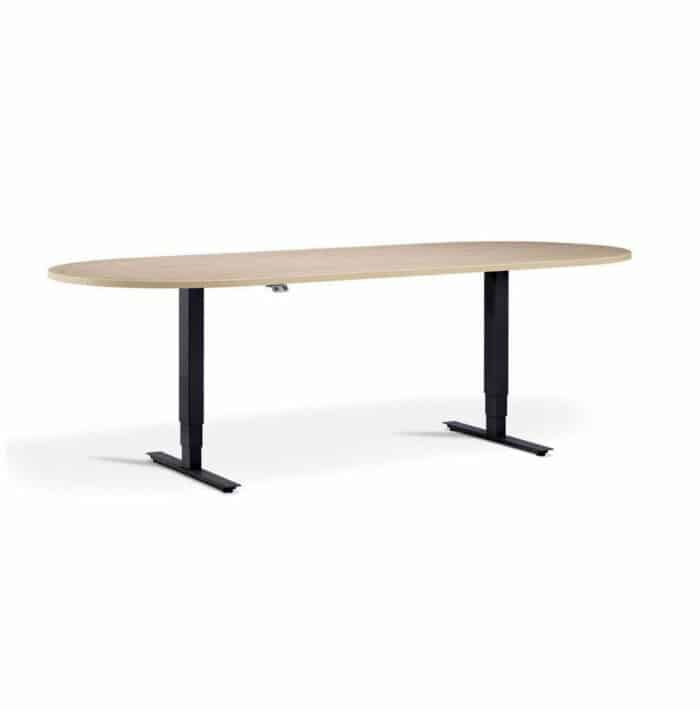 Advance Sit Stand Meeting Table - D End - Oak And Black