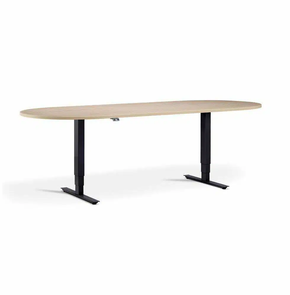 Advance Sit Stand Meeting Table - D End - Oak And Black