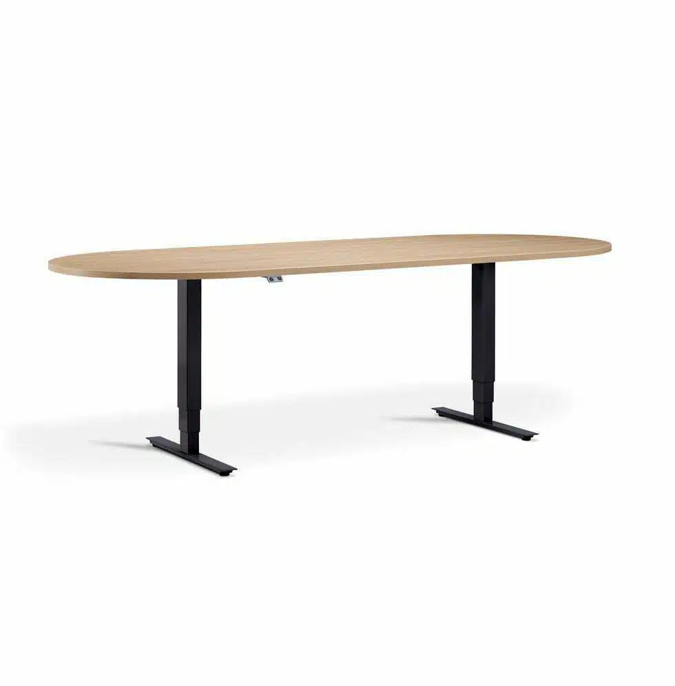 Advance Sit Stand Meeting Table - D End - Maple And Black