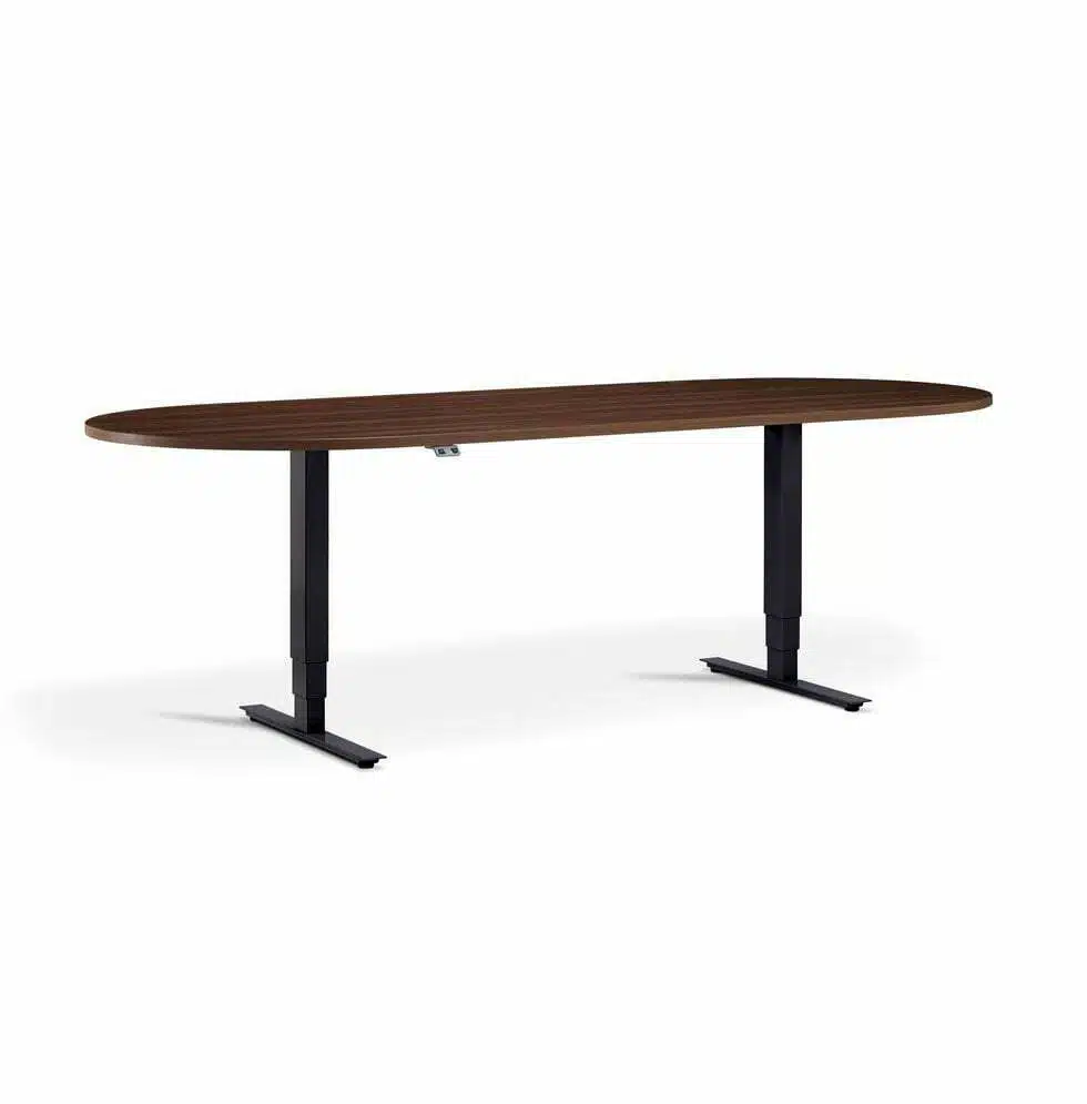 Advance Sit Stand Meeting Table - D End - Walnut And Black