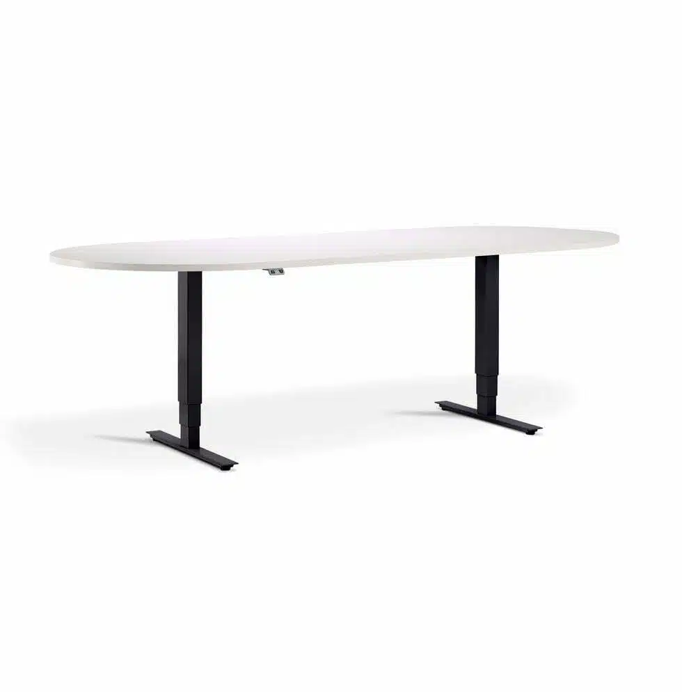 Advance Sit Stand Meeting Table - D End - White And Black