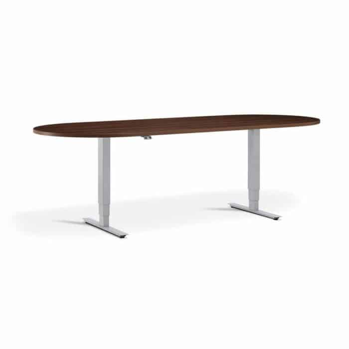 Advance Sit Stand Meeting Table - D End - Walnut And Silver