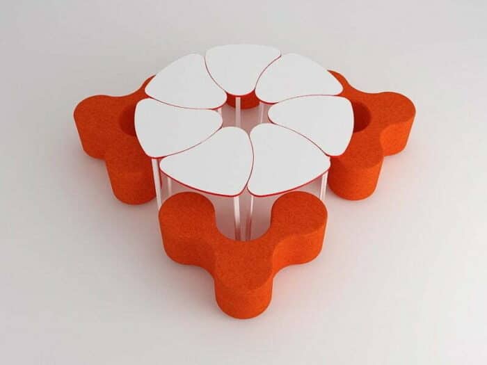 Agile Flexible Furniture Ciscular Tables And Perimeter Seating